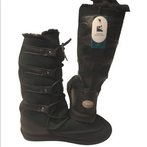 Emu Australia Delegate Hi Water Resistant Black Lace Up & Zip Up Tall Boots